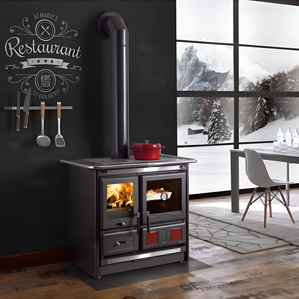 Cuisinière à bois LA NORDICA Rosa L 5.0 Steel 9.5kW