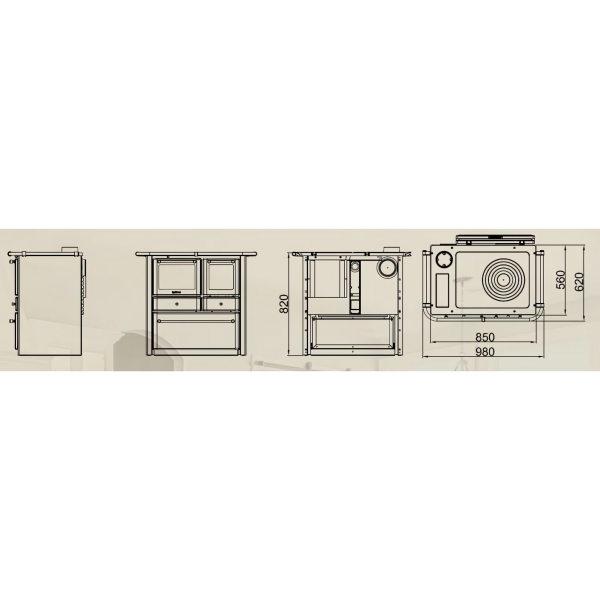 Cuisinière à bois LINCAR Gaia 149 Sinistra 7kW – Image 4
