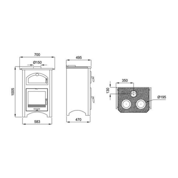 Cuisinière à bois avec four BRONPI Monza 14kW – Image 5