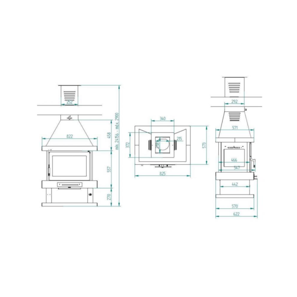 Poêle à bois cheminée 4 faces FIREMATIC Kingston 10.4kW – Image 8