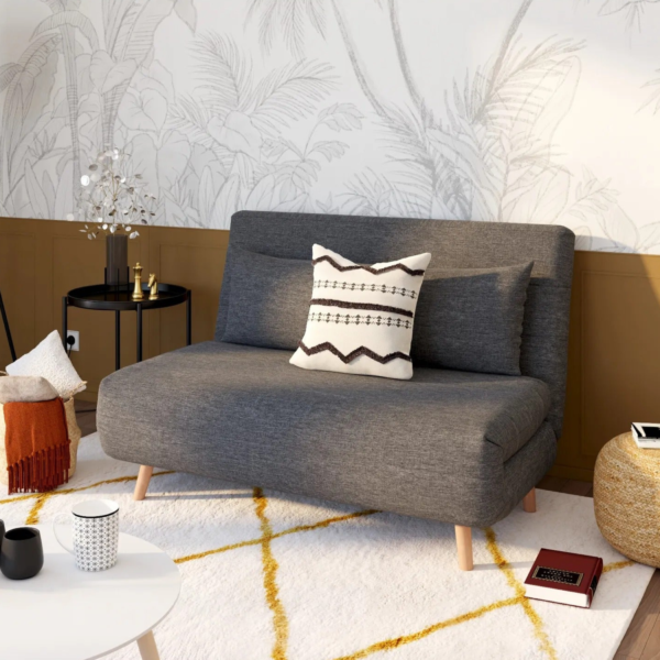 Canapé 2 places convertible IGLOO tissu gris