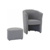 Fauteuil cabriolet et pouf CLAYTON tissu Soro gris clair – Image 6