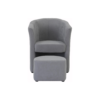 Fauteuil cabriolet et pouf CLAYTON tissu Soro gris clair – Image 4