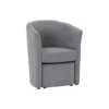 Fauteuil cabriolet et pouf CLAYTON tissu Soro gris clair – Image 3