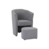 Fauteuil cabriolet et pouf CLAYTON tissu Soro gris clair – Image 2