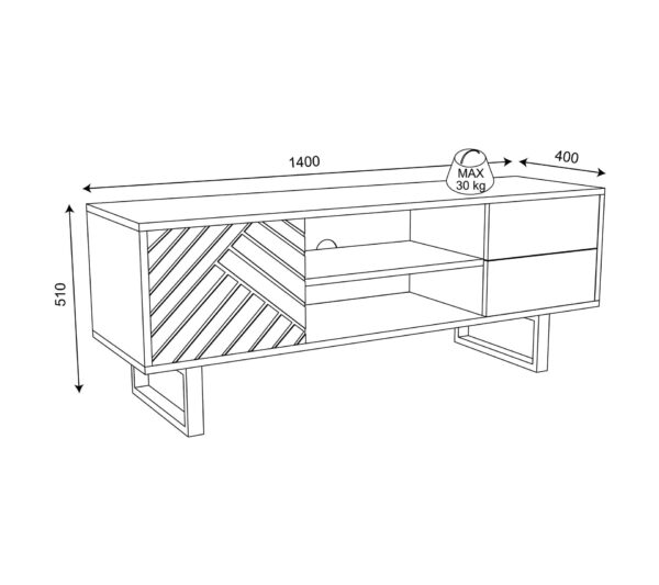 Meuble TV 140cm VANIA imitation chêne – Image 9
