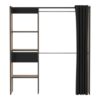 Kit Placard Avec Rideau Coloris Chêne Brosse/noir Mat - 168,2 X 187 X 50 Cm