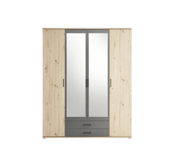 Armoire avec penderie et tiroirs ARTY imitation chêne et gris – Image 3