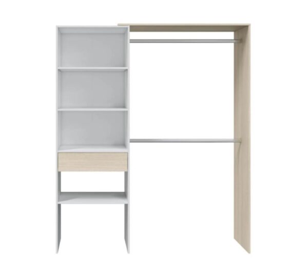Aménagement Dressing Réversible Blanc/chêne - Daji - L 158 X L 40 X H 187 Cm – Image 2