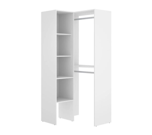 Armoire Dressing D'angle En Panneaux De Particules Mélaminés Coloris Blanc – Image 2