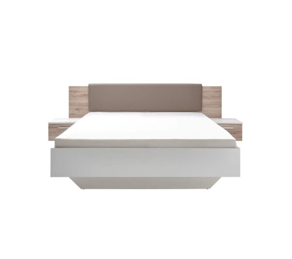 Lit 160x200 cm avec chevets suspendus GRAVITA imitation chêne et blanc – Image 2