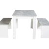 Ensemble table à manger et 2 bancs design PASTA Blanc et imitation béton – Image 7