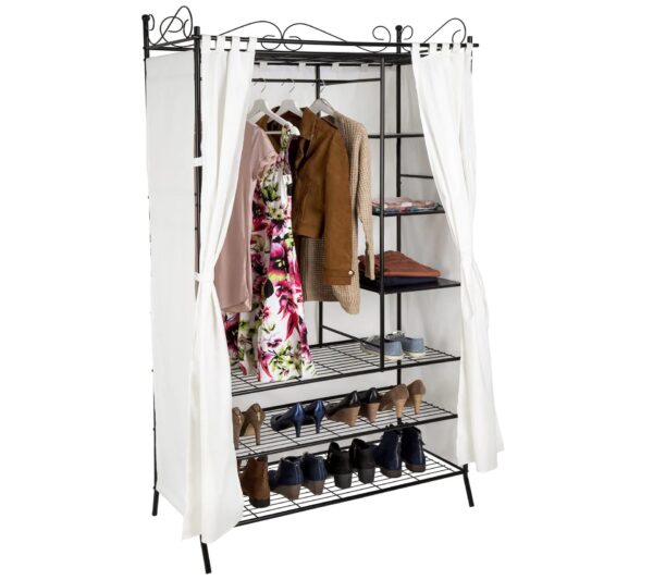 Armoire Penderie Vestiaire En Métal Avec Rideau 112x207x57cm – Image 2
