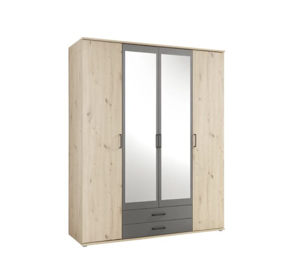 Armoire avec penderie et tiroirs ARTY imitation chêne et gris – Image 5