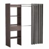 Armoire dressing extensible avec rideau MOKA imitation chêne foncé wengé – Image 3