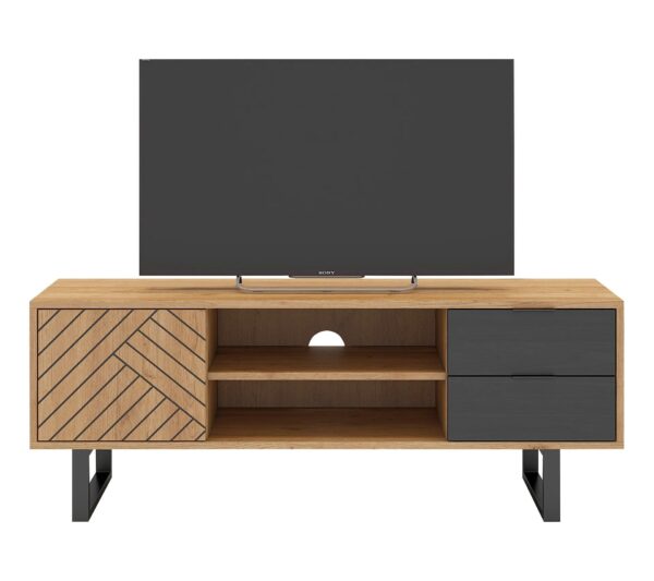 Meuble TV 140cm VANIA imitation chêne – Image 2