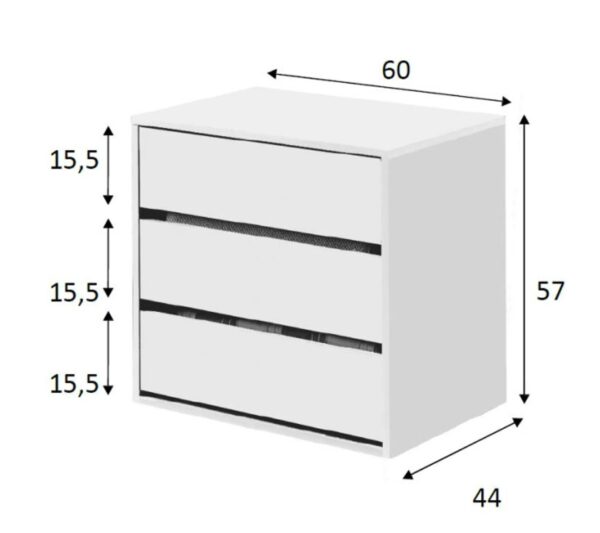 Caisson 3 Tiroirs Pour Intérieur D'armoire - Tsira - L 60 X L 44 X H 57 Cm – Image 3