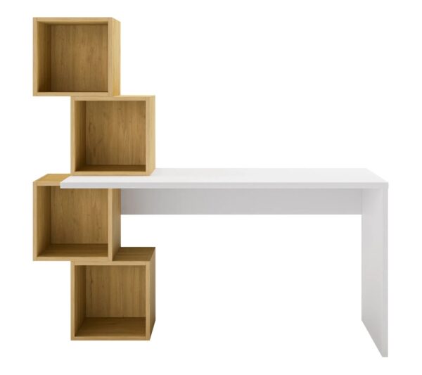 Bureau 4 étagères CUBIK imitation chêne blanc – Image 2