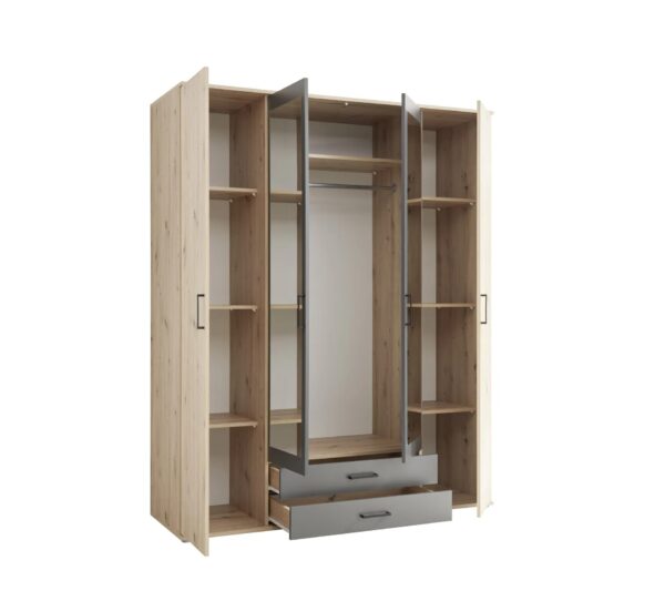 Armoire avec penderie et tiroirs ARTY imitation chêne et gris – Image 6