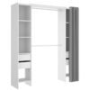 Armoire Dressing Extensible Avec Rideau + 4 Tiroirs Coloris Blanc - L. 100-180 X H. 203 X P. 50 Cm – Image 3