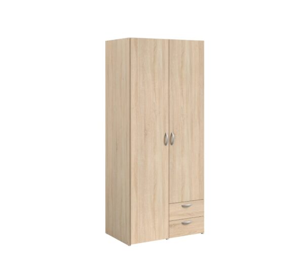 Armoire DAILY2 avec 2 portes 2 tiroirs imitation Chêne sonoma et blanc – Image 2