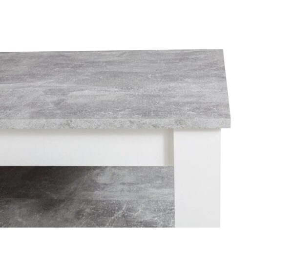 Ensemble table à manger et 2 bancs design PASTA Blanc et imitation béton – Image 3