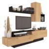 Meuble TV KASTLE Imitation chêne et Noir – Image 2