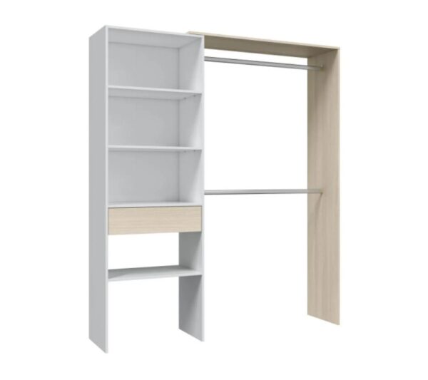 Aménagement Dressing Réversible Blanc/chêne - Daji - L 158 X L 40 X H 187 Cm – Image 5