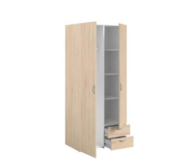 Armoire DAILY2 avec 2 portes 2 tiroirs imitation Chêne sonoma et blanc – Image 3