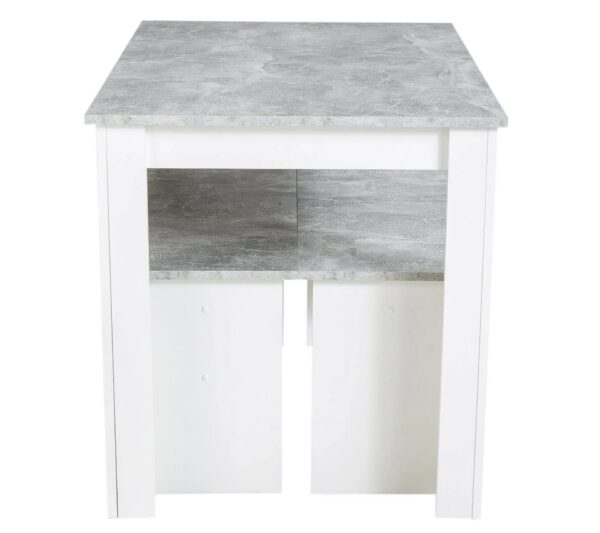 Ensemble table à manger et 2 bancs design PASTA Blanc et imitation béton – Image 4