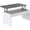 Table basse avec plateau relevable YANA Blanc et imitation béton – Image 5