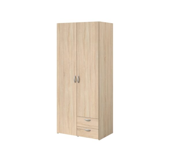 Armoire DAILY2 avec 2 portes 2 tiroirs imitation Chêne sonoma et blanc – Image 4