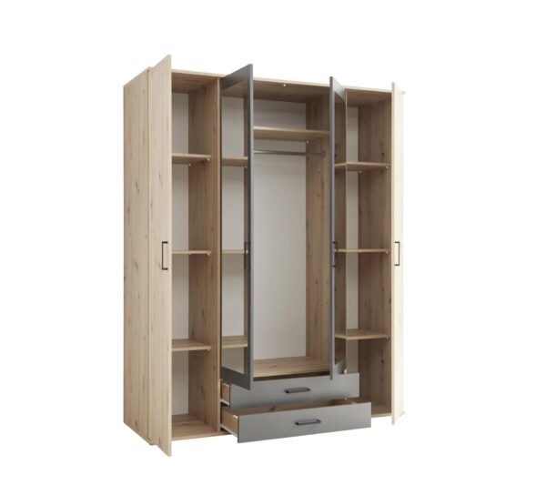 Armoire avec penderie et tiroirs ARTY imitation chêne et gris – Image 7