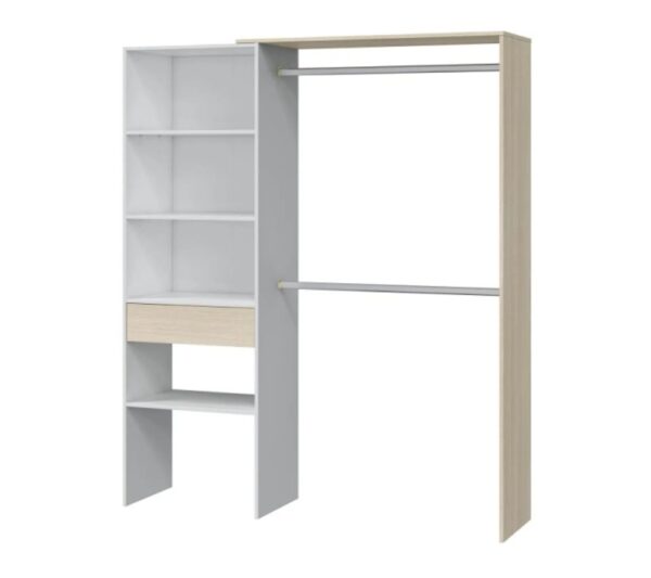 Aménagement Dressing Réversible Blanc/chêne - Daji - L 158 X L 40 X H 187 Cm – Image 6