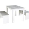 Ensemble table à manger et 2 bancs design PASTA Blanc et imitation béton – Image 5