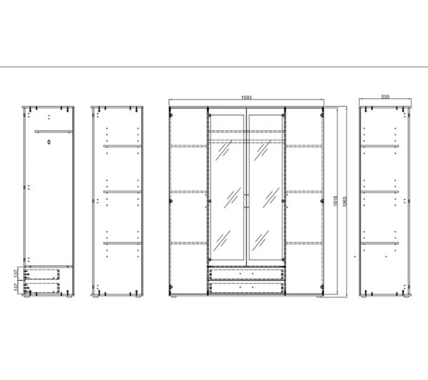 Armoire avec penderie et tiroirs ARTY imitation chêne et gris – Image 8