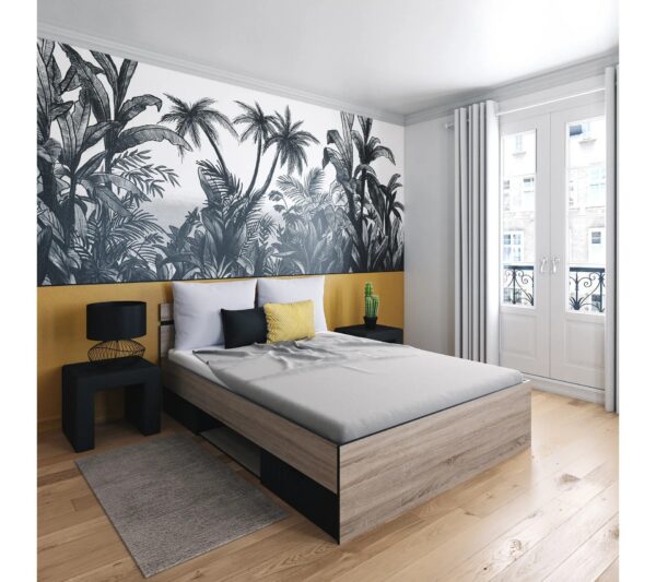 Lit 140x190 cm avec rangements MICHIGAN imitation chêne brossé et noir – Image 5