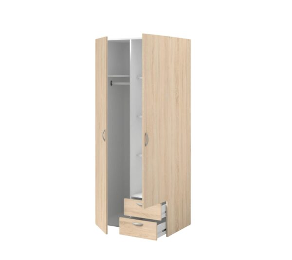 Armoire DAILY2 avec 2 portes 2 tiroirs imitation Chêne sonoma et blanc – Image 6