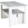 Ensemble table à manger et 2 bancs design PASTA Blanc et imitation béton – Image 6