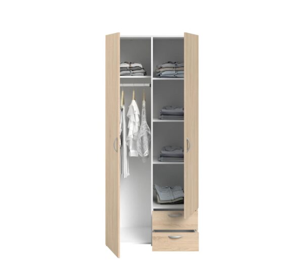 Armoire DAILY2 avec 2 portes 2 tiroirs imitation Chêne sonoma et blanc – Image 7