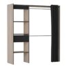 Kit Placard Avec Rideau Coloris Chêne Brosse/noir Mat - 168,2 X 187 X 50 Cm – Image 5