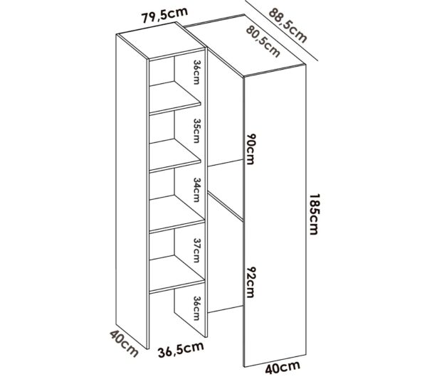 Armoire Dressing D'angle En Panneaux De Particules Mélaminés Coloris Blanc – Image 3